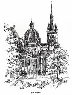 Pfalzkapelle Aachen (Zeichnung Dr. Albert Siebert, ehem. Degussa)